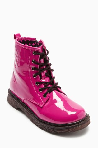 Pink Patent Lace-Up Boots (Older Girls)